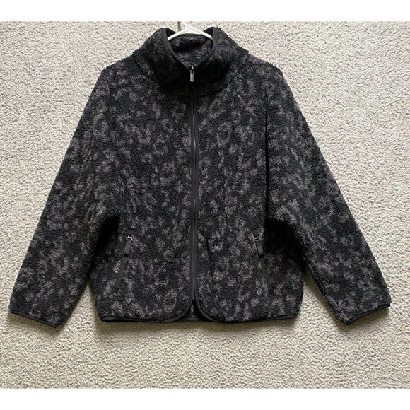 Women's Medium Sherpa Cropped Jacket All in Motion Dark Gray Small New - Picture 1 of 8